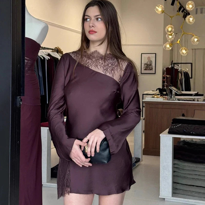 Lace Long Sleeve Bodycon Mini Dress