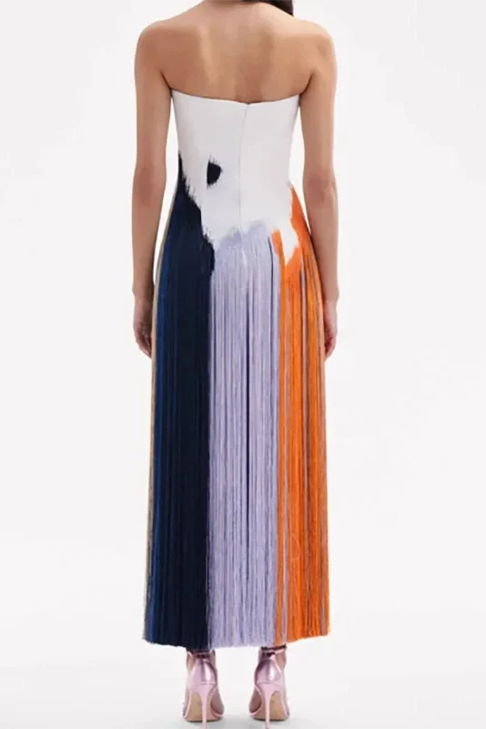 Printed Sleeveless Backless High Waist Split Maxi Dress