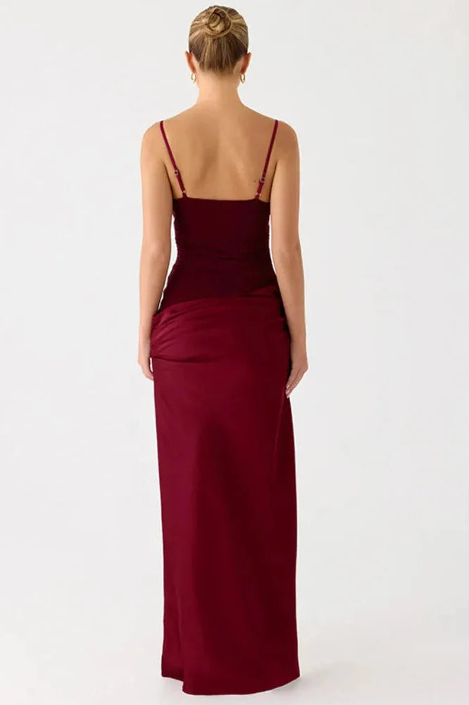 Spaghetti Strap Backless See Through Sleeveless Maxi Dress