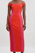 Elegant High Waist Sleeveless Slim Slash Collar Midi Dress