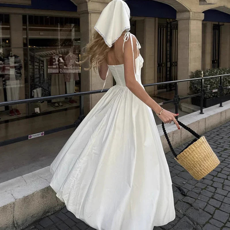 Lace-Up Sleeveless Midi Dress