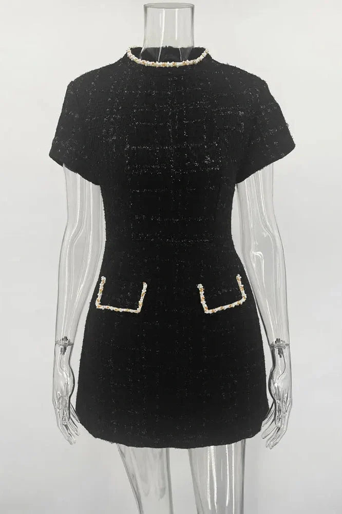Short Sleeve Patchwork Slim Mini Dress