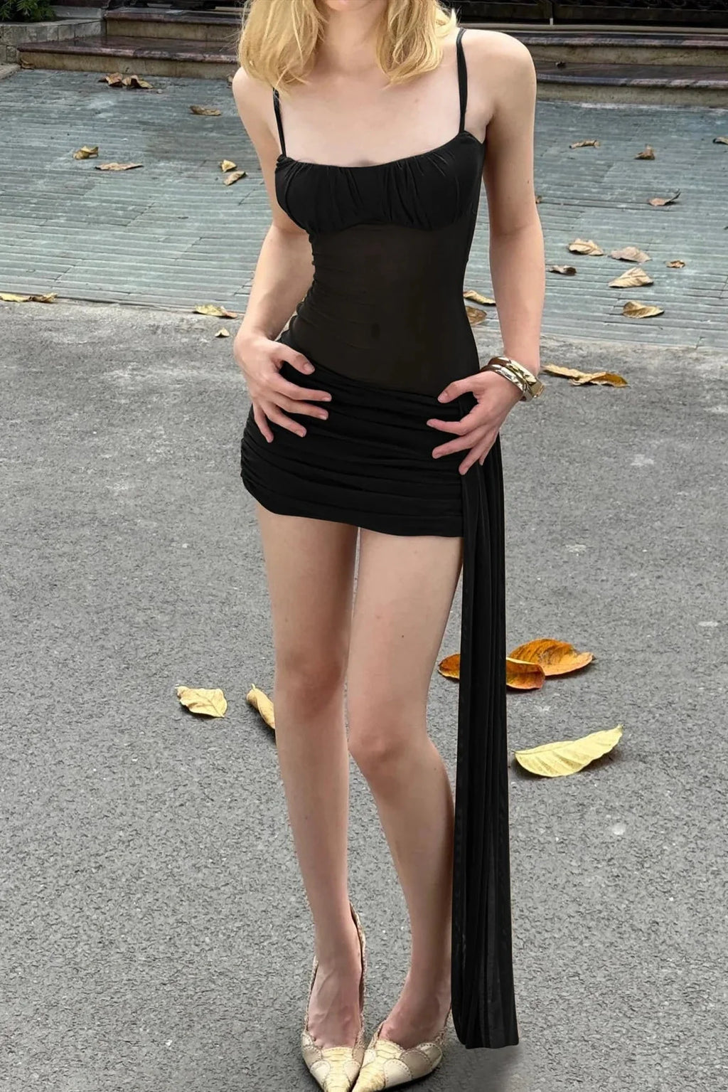 Elegant Slim See Through Sleeveless Mini Dress